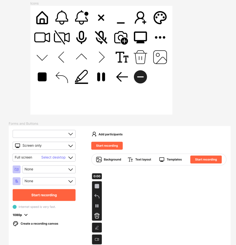 design components for forms buttons and icons